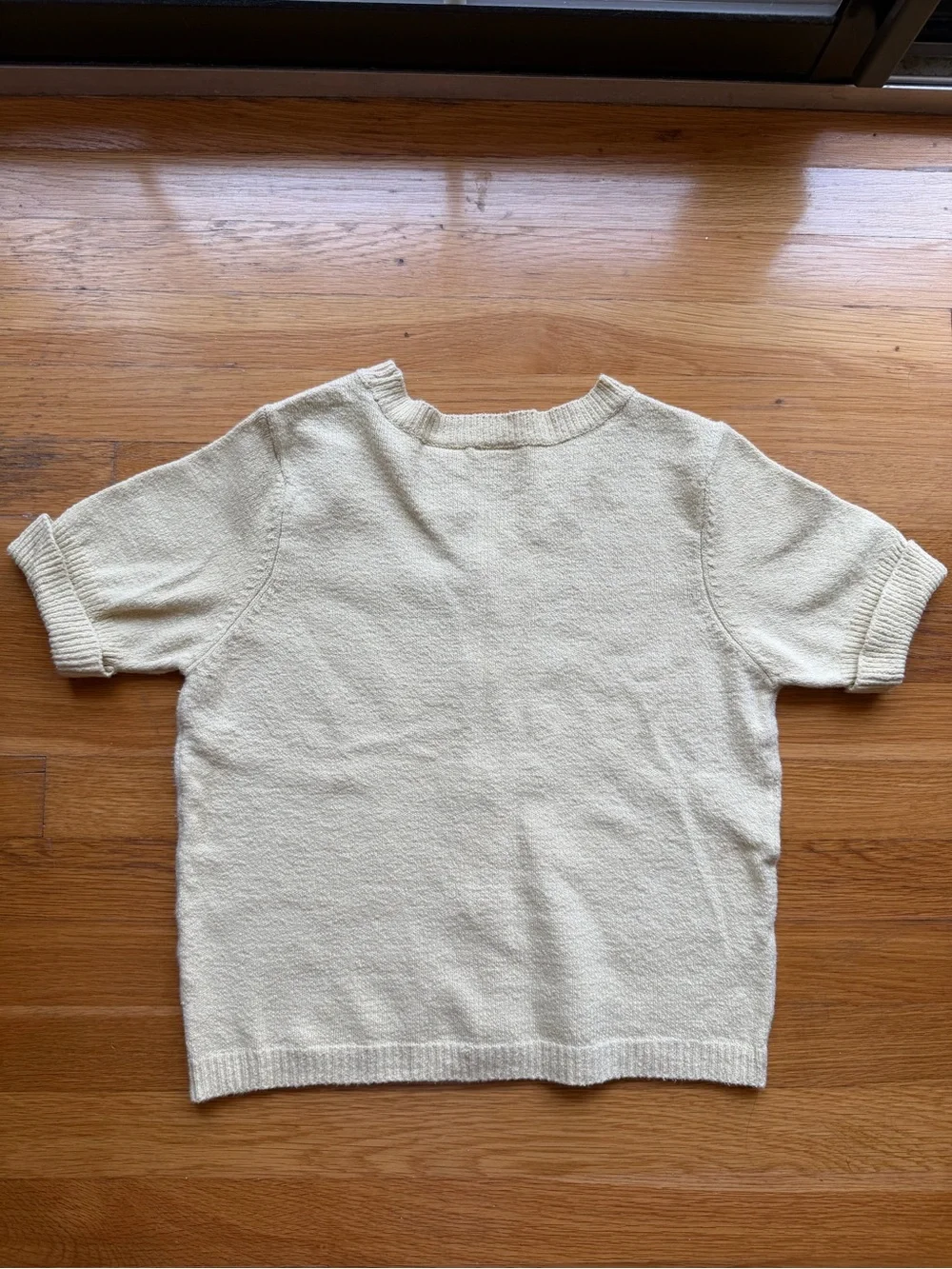 Vintage Y2K GAP Butter Yellow Short Sleeve Knit Cardigan Sweater - Size M - Picture 2 of 6